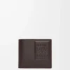 Bifold-Geldbörse aus satiniertem Kalbsleder in Dunkelbraun