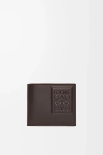 Bifold-Geldbörse aus satiniertem Kalbsleder in Dunkelbraun