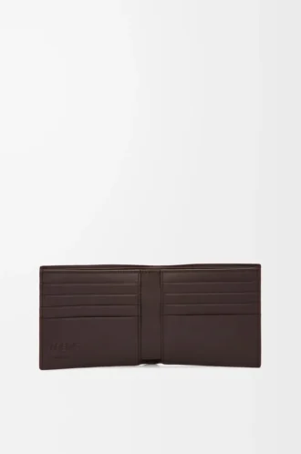 Bifold-Geldbörse aus satiniertem Kalbsleder in Dunkelbraun