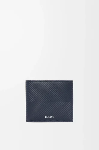 Bifold-Geldbörse aus strukturiertem klassischem Kalbsleder in Deep Navy