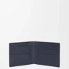 Bifold-Geldbörse aus strukturiertem klassischem Kalbsleder in Deep Navy