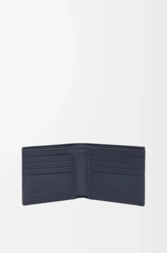 Bifold-Geldbörse aus strukturiertem klassischem Kalbsleder in Deep Navy