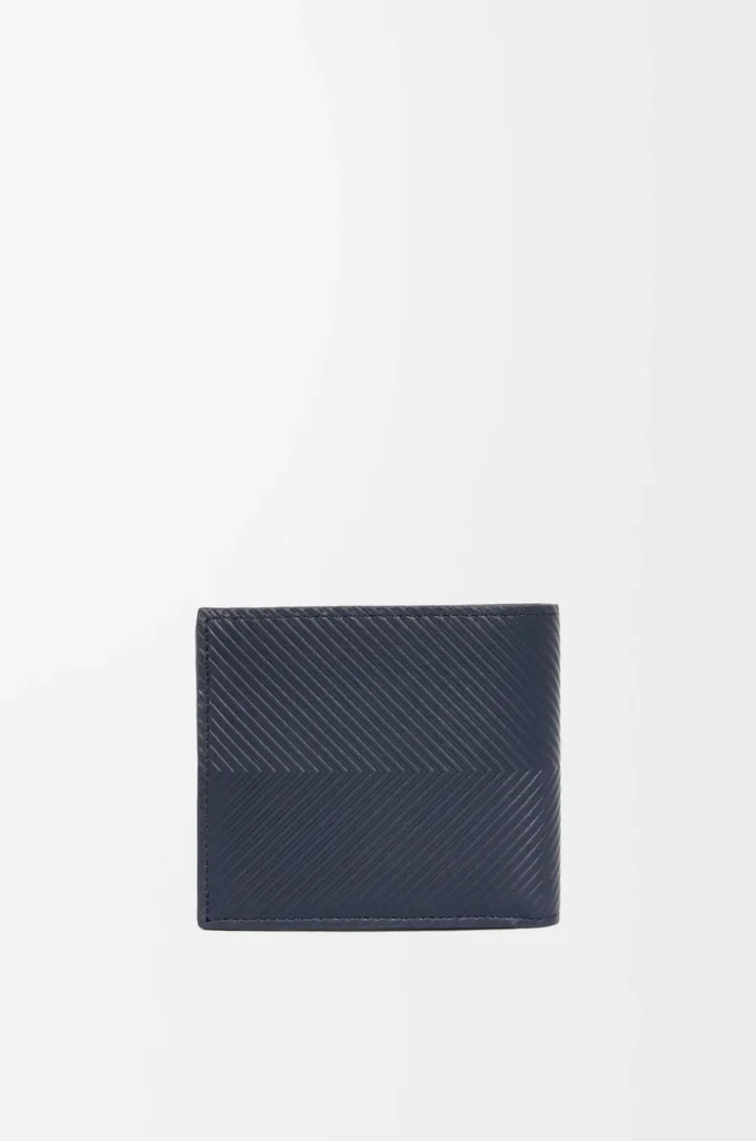 Bifold-Geldbörse aus strukturiertem klassischem Kalbsleder in Deep Navy