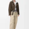 Bikerjacke aus Nappalammleder in Khaki Green