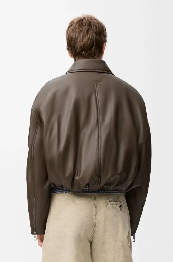 Bikerjacke aus Nappalammleder in Khaki Green