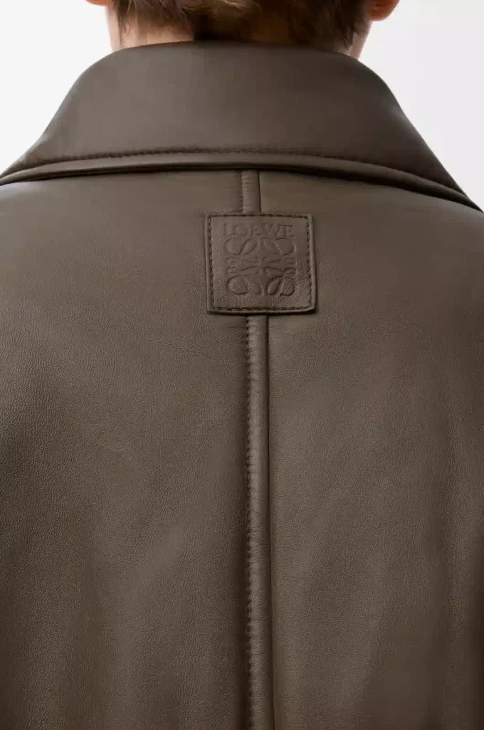 Bikerjacke aus Nappalammleder in Khaki Green