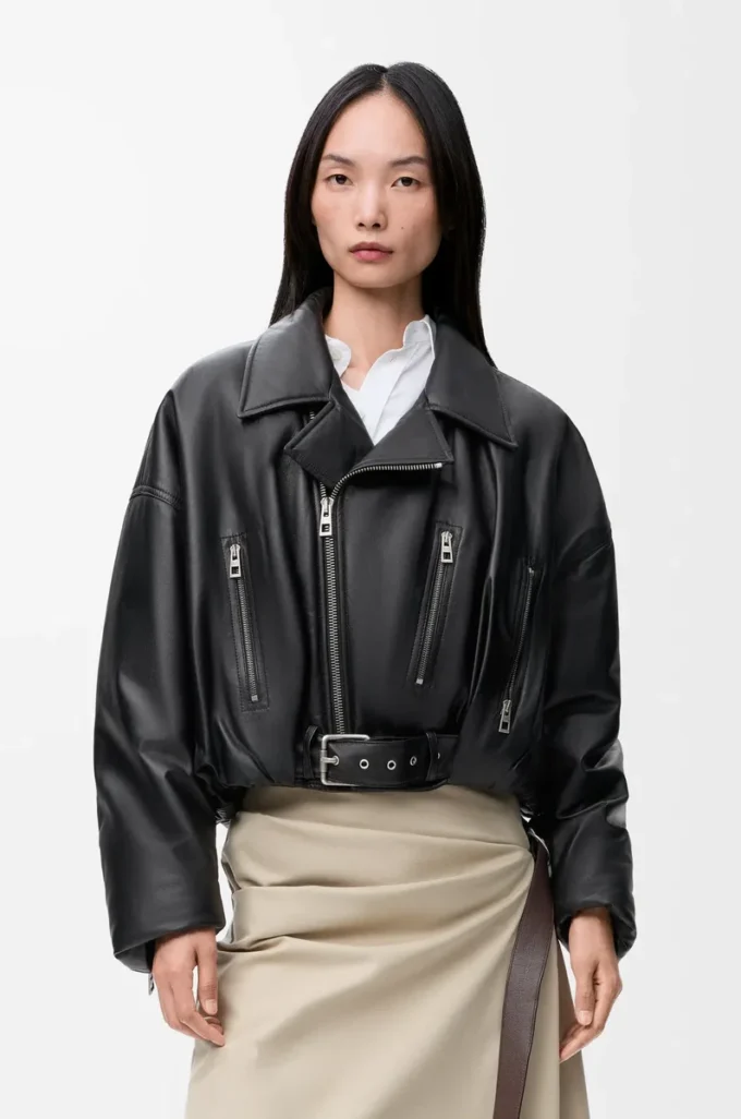 Bikerjacke aus Nappalammleder Schwarz