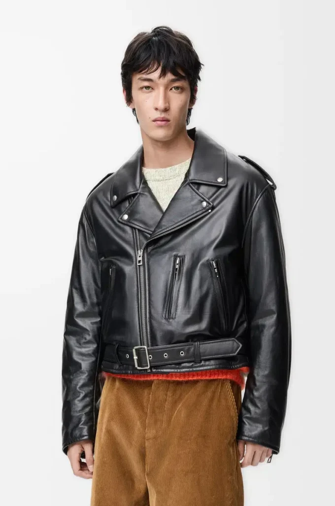 Bikerjacke aus Nappalammleder Schwarz