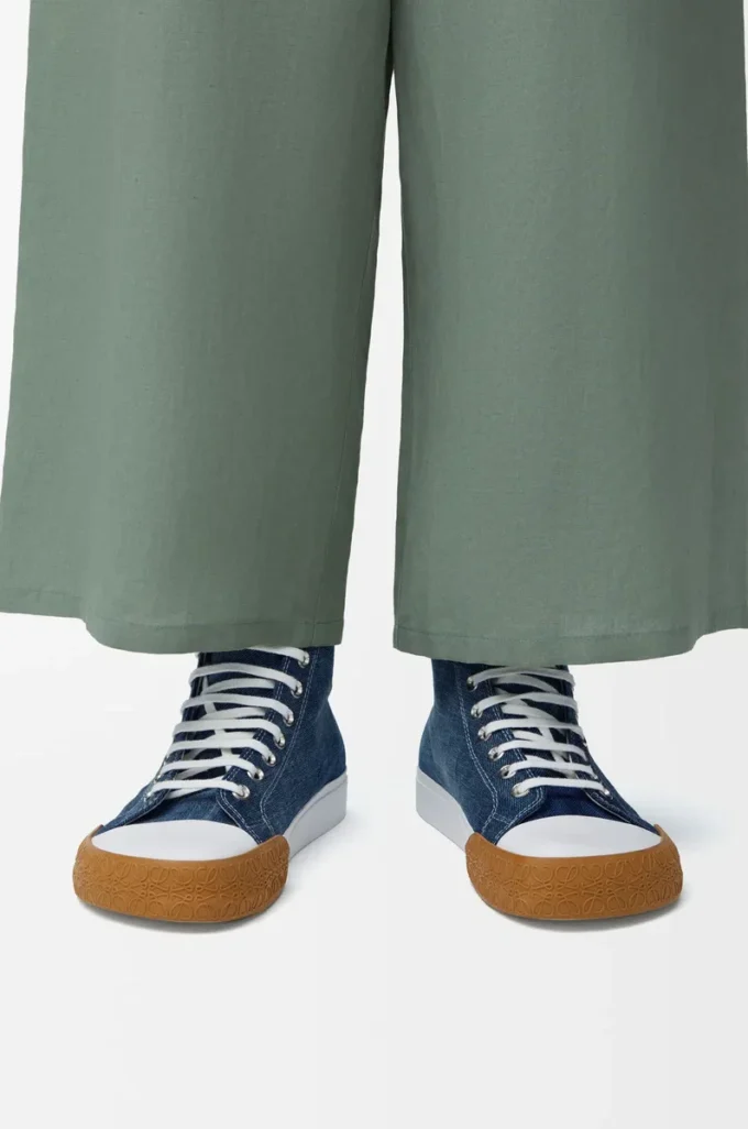 Bloc High-Top-Sneaker aus Denim Gewaschener Denim