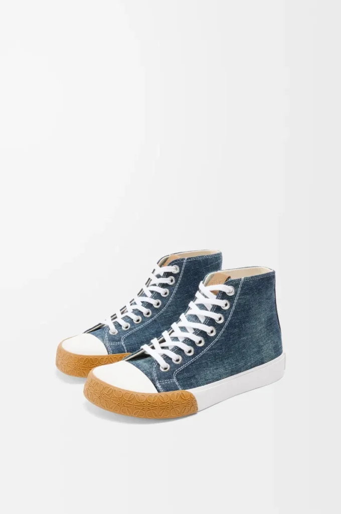 Bloc High-Top-Sneaker aus Denim Gewaschener Denim