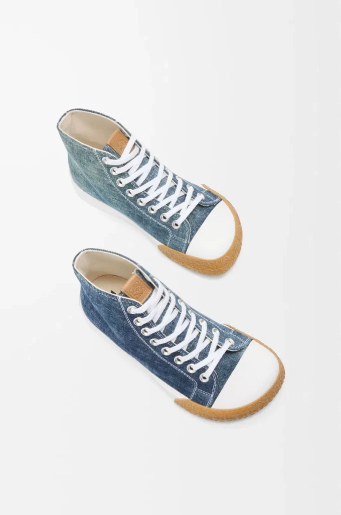 Bloc High-Top-Sneaker aus Denim Gewaschener Denim