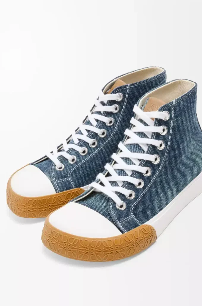 Bloc High-Top-Sneaker aus Denim Gewaschener Denim