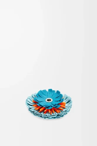 Blumen-Anhänger aus klassischem Kalbsleder Aqua