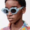 Blumen-Sonnenbrille Hellblau