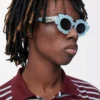 Blumen-Sonnenbrille Hellblau