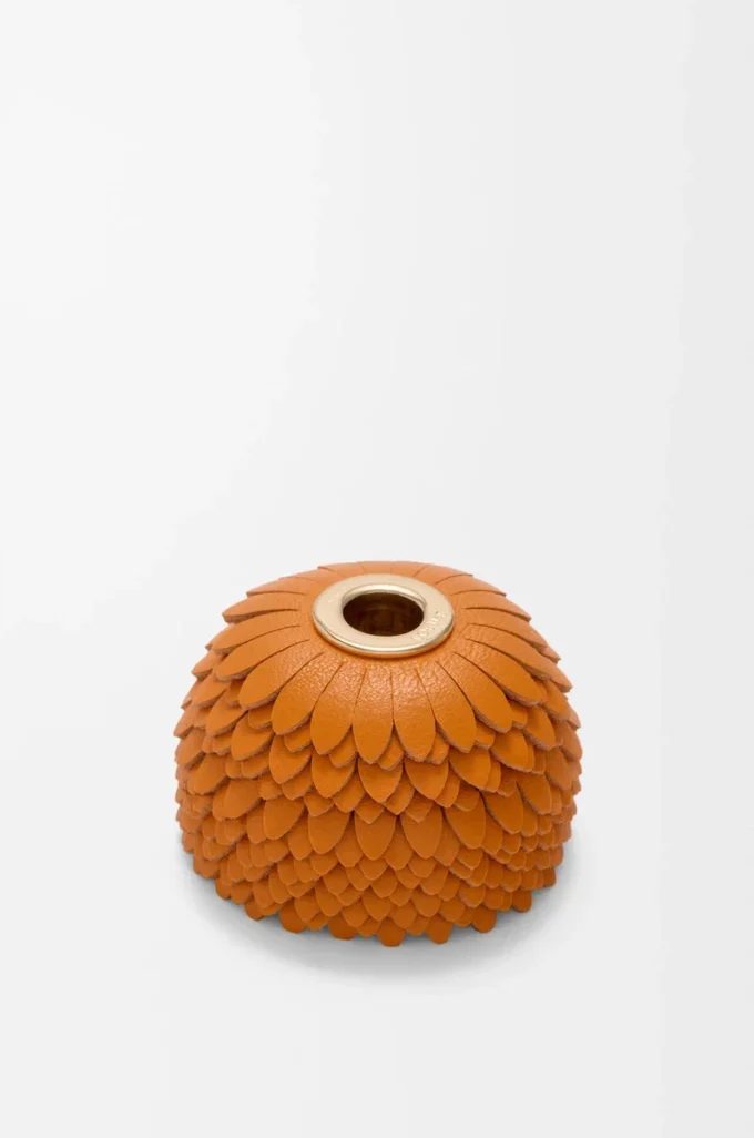 Blumen-Würfel aus klassischem Kalbsleder Orange