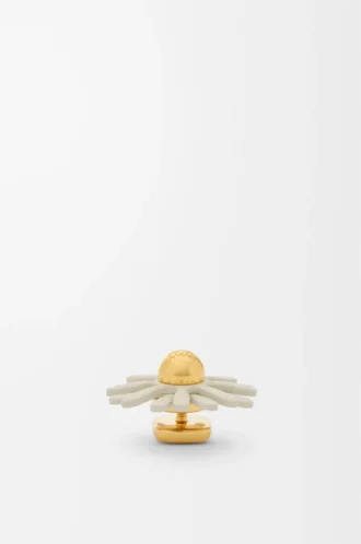 Blumenanstecker aus Kalbsleder Weiß