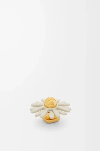 Blumenanstecker aus Kalbsleder Weiß