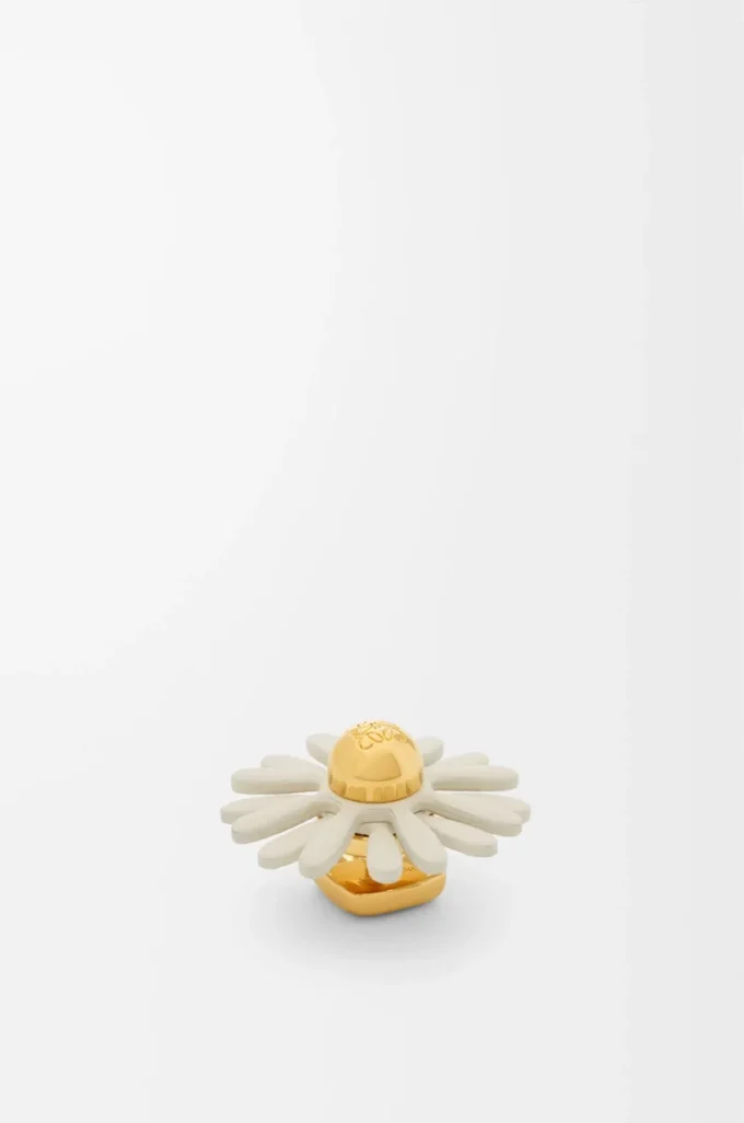 Blumenanstecker aus Kalbsleder Weiß