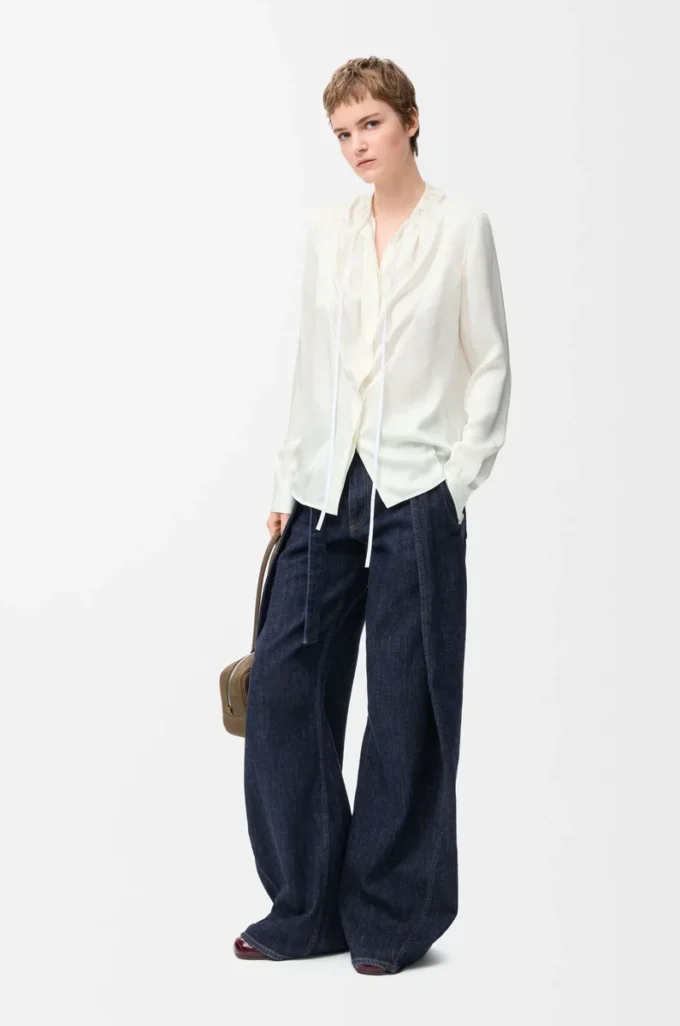 Bluse aus Seide in Weiß
