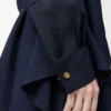 Bluse mit Gürtel aus Seide in Marineblau