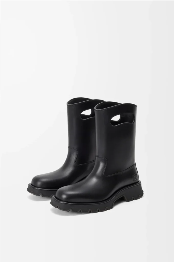 Bobby-Stiefel aus pflanzlich gegerbtem Kalbsleder Schwarz