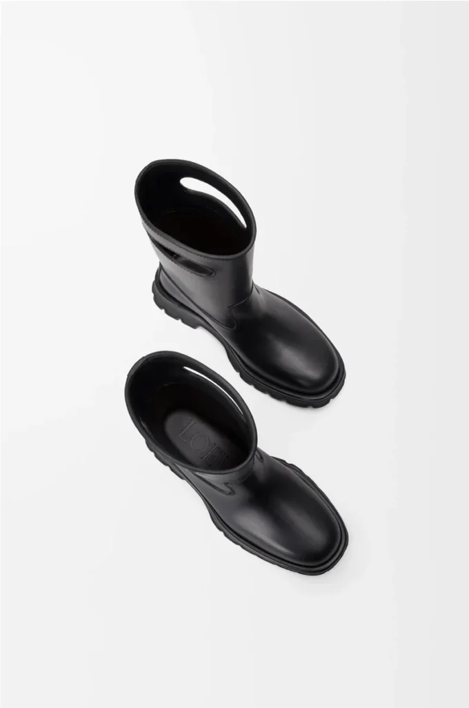 Bobby-Stiefel aus pflanzlich gegerbtem Kalbsleder Schwarz