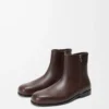 Bobine-Stiefelette aus glattem Kalbsleder in Kakao