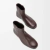 Bobine-Stiefelette aus glattem Kalbsleder in Kakao