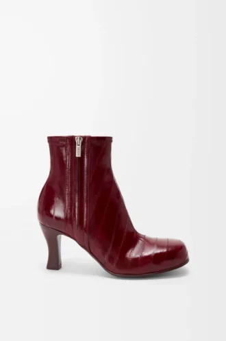 Bobine Stiefeletten aus Aal Leder in Burgunderrot
