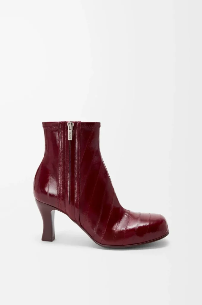 Bobine Stiefeletten aus Aal Leder in Burgunderrot