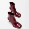 Bobine Stiefeletten aus Aal Leder in Burgunderrot