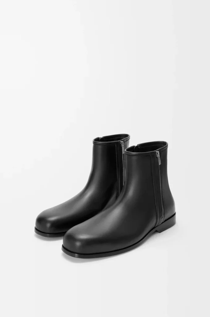 Bobine Stiefeletten aus glattem Kalbsleder in Schwarz