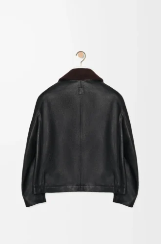 Bomberjacke aus Nappalammleder Schwarz/Braun