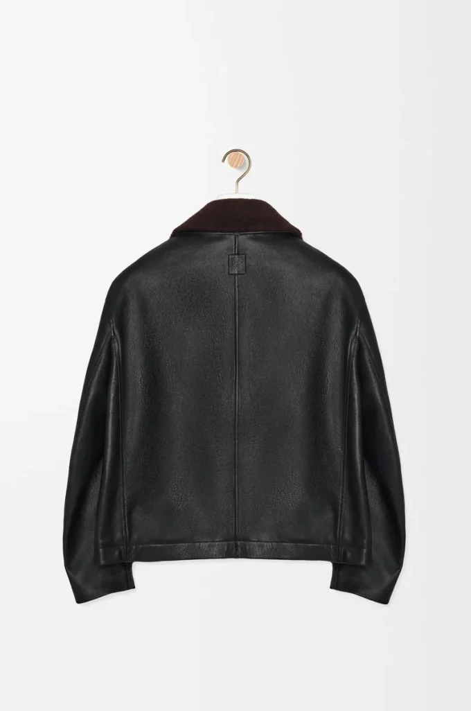 Bomberjacke aus Nappalammleder Schwarz/Braun