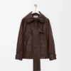 Bow-Jacke aus Nappalammleder in Dunkelbraun