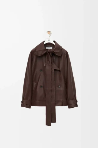 Bow-Jacke aus Nappalammleder in Dunkelbraun