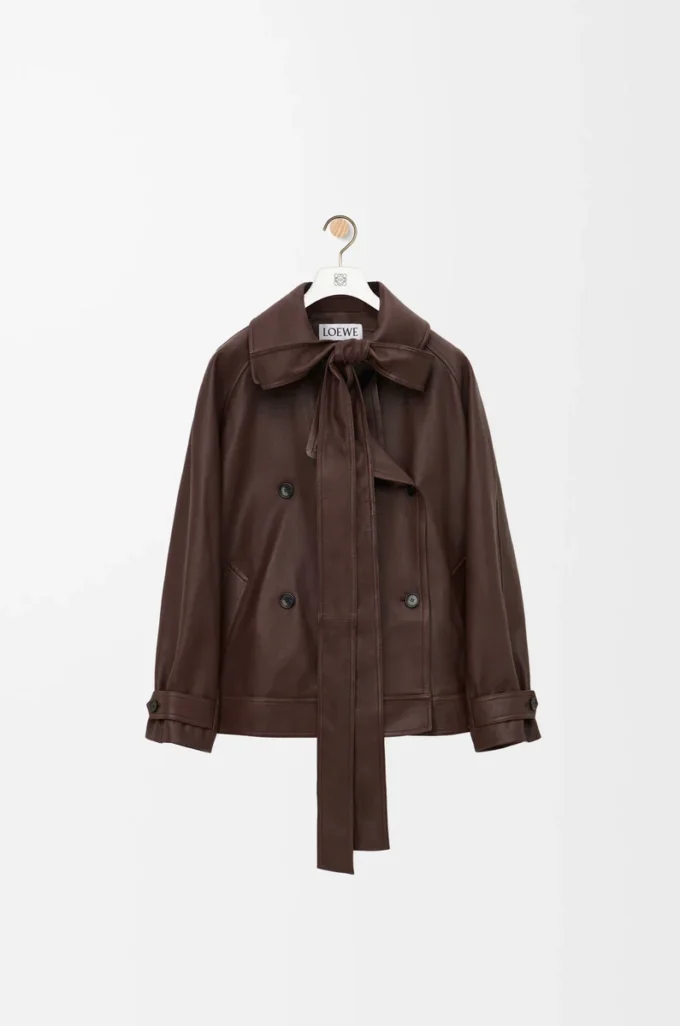 Bow-Jacke aus Nappalammleder in Dunkelbraun