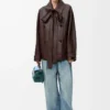Bow-Jacke aus Nappalammleder in Dunkelbraun