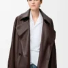 Bow-Jacke aus Nappalammleder in Dunkelbraun