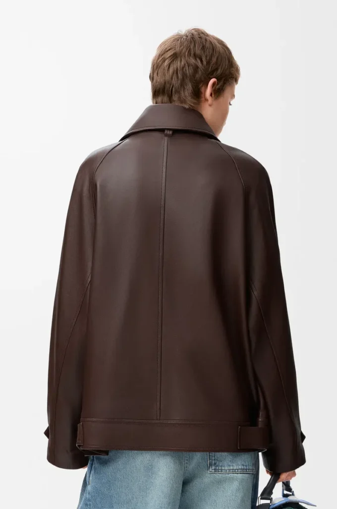 Bow-Jacke aus Nappalammleder in Dunkelbraun