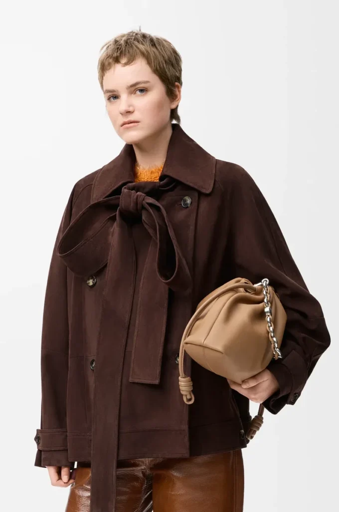 Bow-Jacke aus Ziegenwildleder Braun
