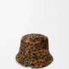 Bucket Hat aus bedrucktem Lammfell Beige/Braun