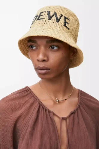 Bucket Hat aus Raffia Natur
