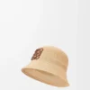 Bucket Hat aus Raffia und Kalbsleder in Natur