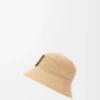 Bucket Hat aus Raffia und Kalbsleder in Natur