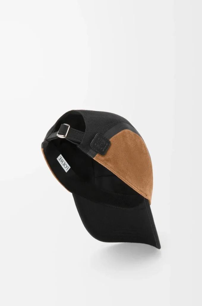 Campingmütze aus Canvas und Wildleder Schwarz/Dunkelgold