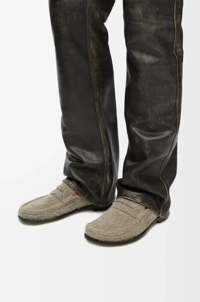 Campo Loafer aus gebürstetem Wildleder in Khaki-Grün