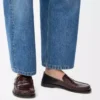 Campo Loafer mit Klappe aus geprägtem Kalbsleder und Nappalammleder Dunkelbraun/Schwarz