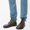 Campo Loafer-Stiefelette aus Kalbsleder und Kalbswildleder Dunkelbraun/Grün